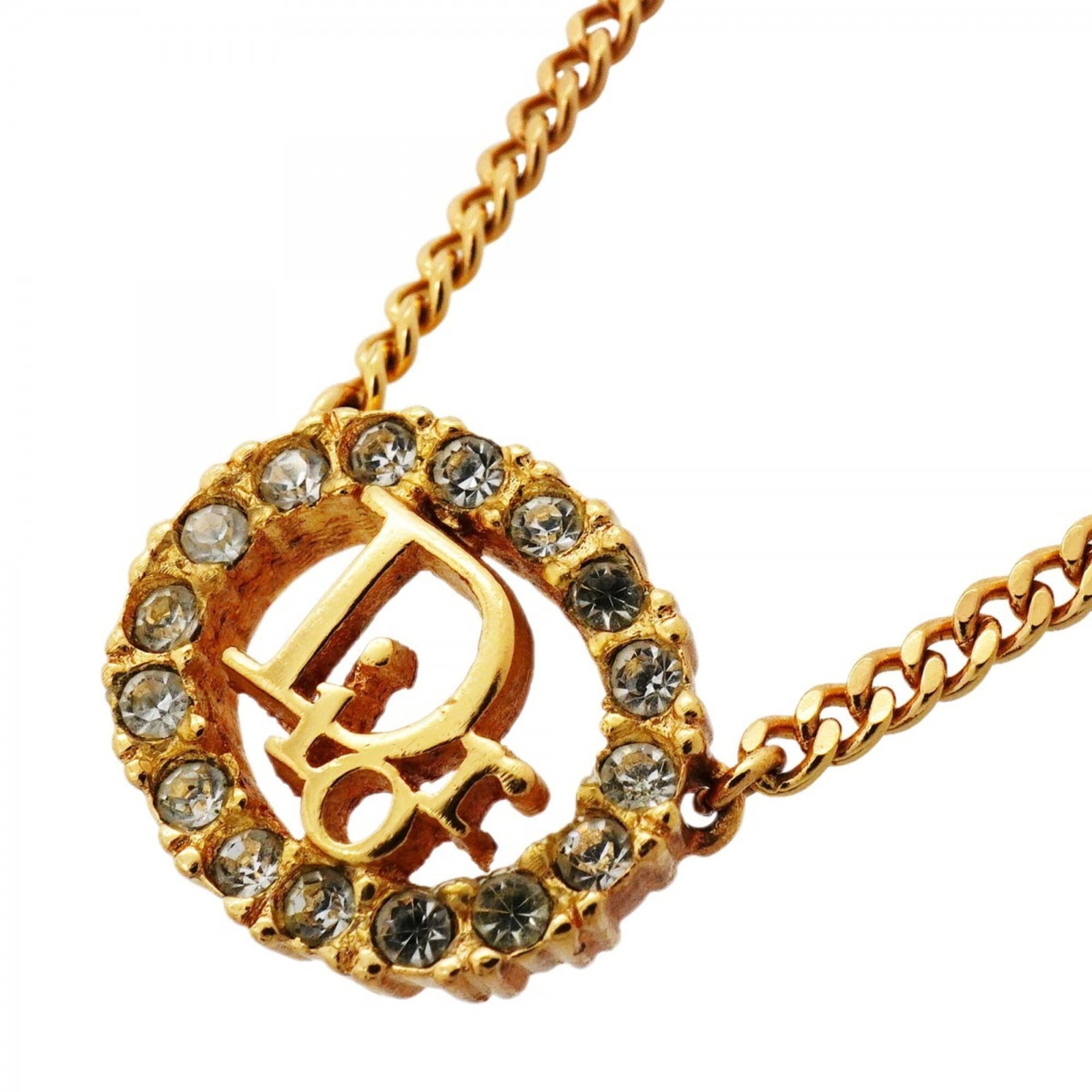 Christian Dior Oval Gold Necklace Women's Rhinestone Plated: Christian Dior Oval Gold Necklace Women's Rhinestone Plated Christian Dior Oval Gold Necklace Women's Rhinestone Plated features an elegant oval pendant with rhinestones, set in gold plating. This nec