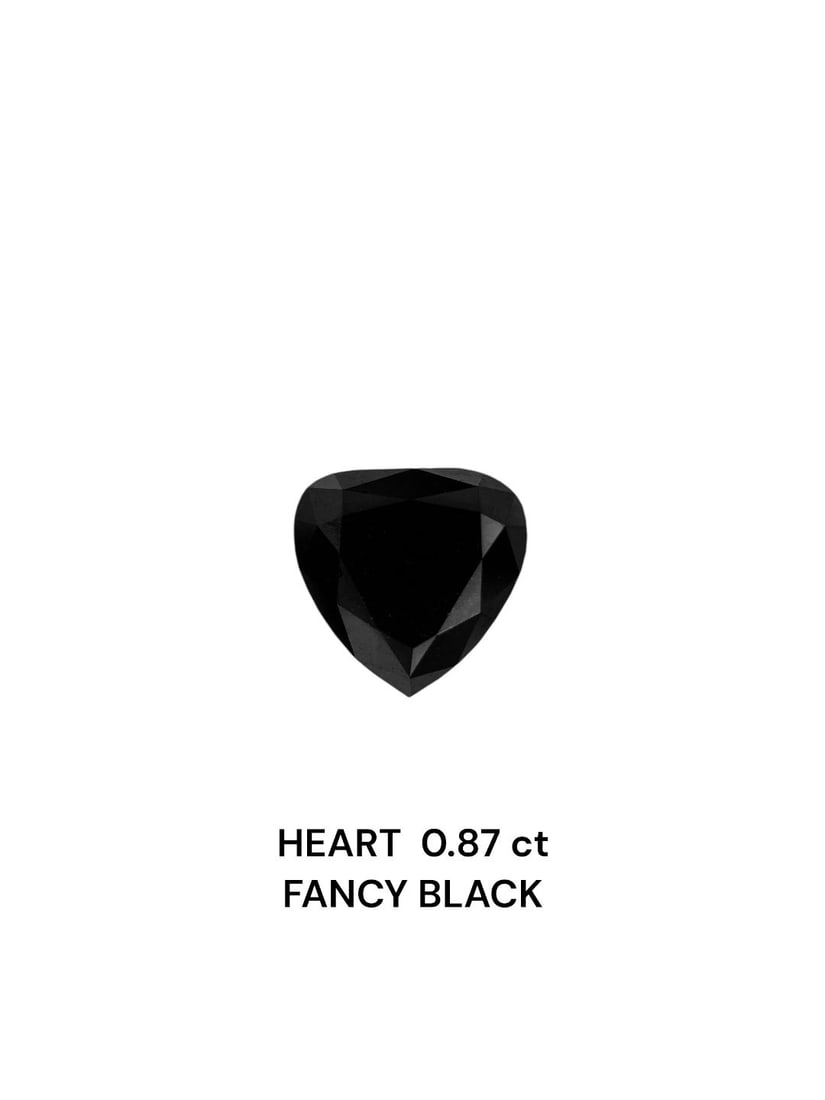 Heart 0.87ct Fancy Black VVS2 - Loose Natural Diamond: Heart 0.87ct Fancy Black VVS2 - Loose Natural Diamond 0.87ct Fancy Black VVS2 Diamond - Exceptional Natural BeautyThe 0.87ct Fancy Black VVS2 diamond boasts exceptional natural beauty, with its EX