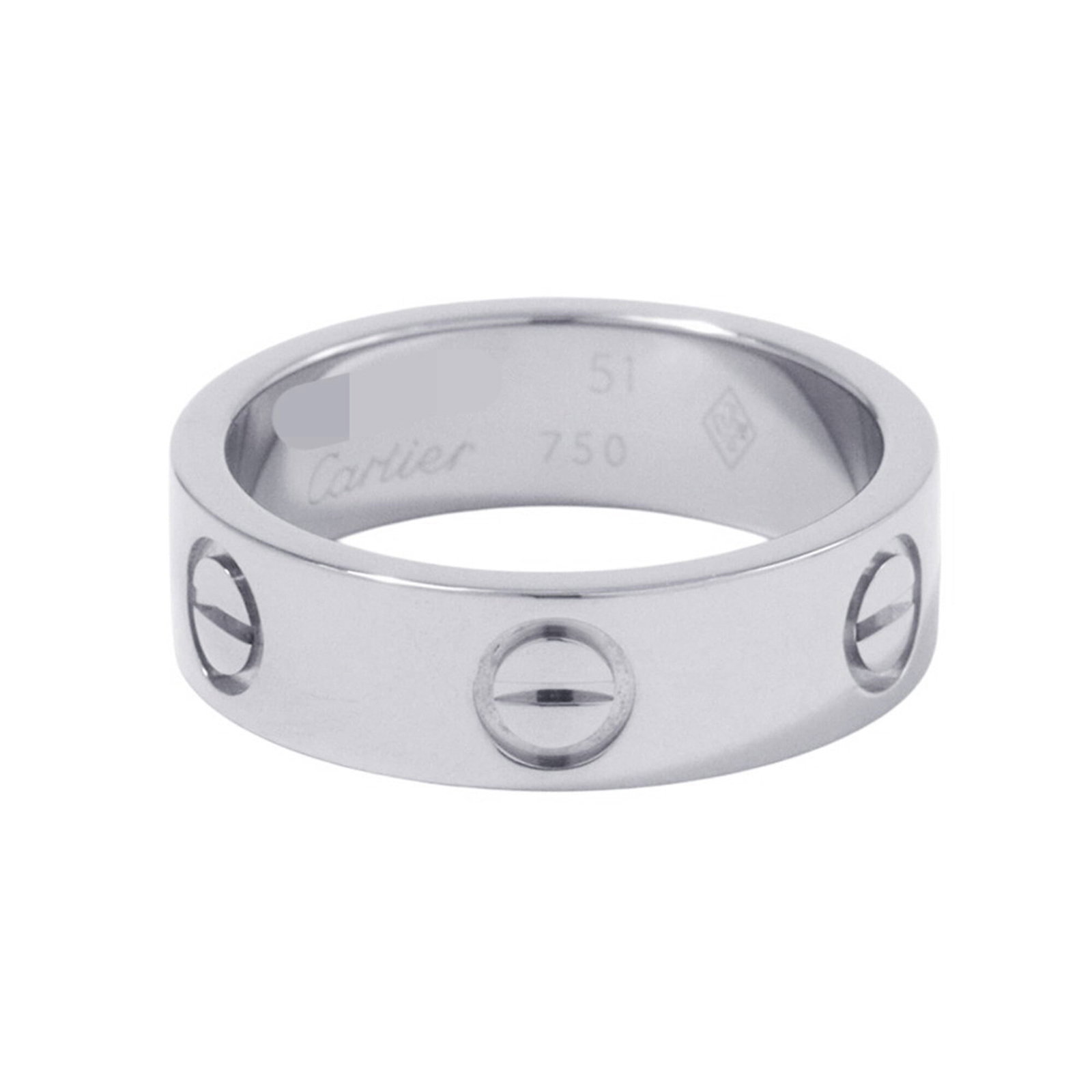 Cartier Band Ring White Gold (18K): Cartier Band Ring White Gold (18K) Cartier's iconic band ring design in white gold (18K) adds a touch of elegance to any outfit. This slender, 5.4mm wide band features the signature Cartier craftsmans
