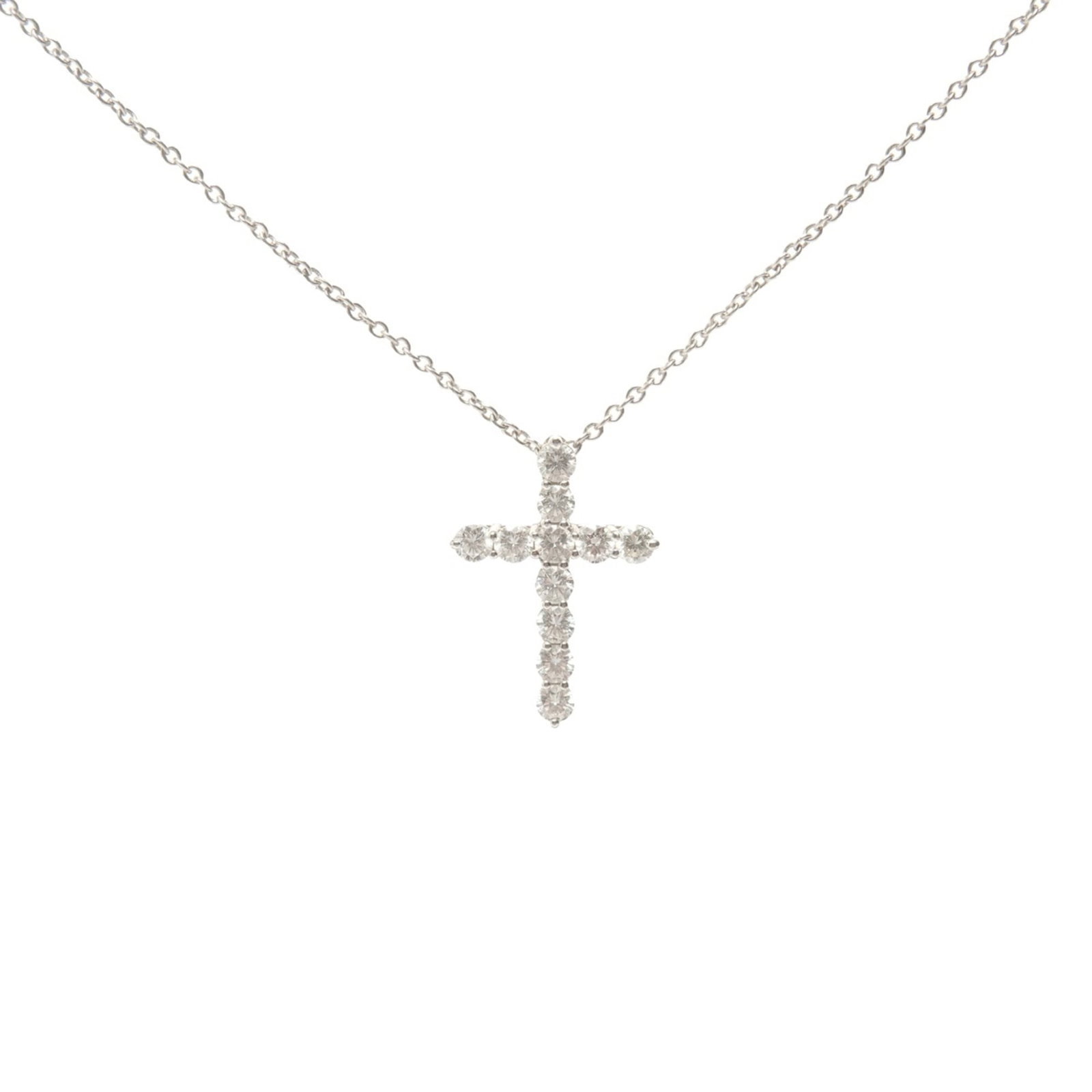 Tiffany & Co. Pt950 Platinum Diamond Necklace Silver: Tiffany & Co. Pt950 Platinum Diamond Necklace Silver Tiffany & Co. Pt950 Platinum Diamond Necklace Silver features a stunning 20mm x 10mm diamond pendant set in platinum, suspended from a silver chain