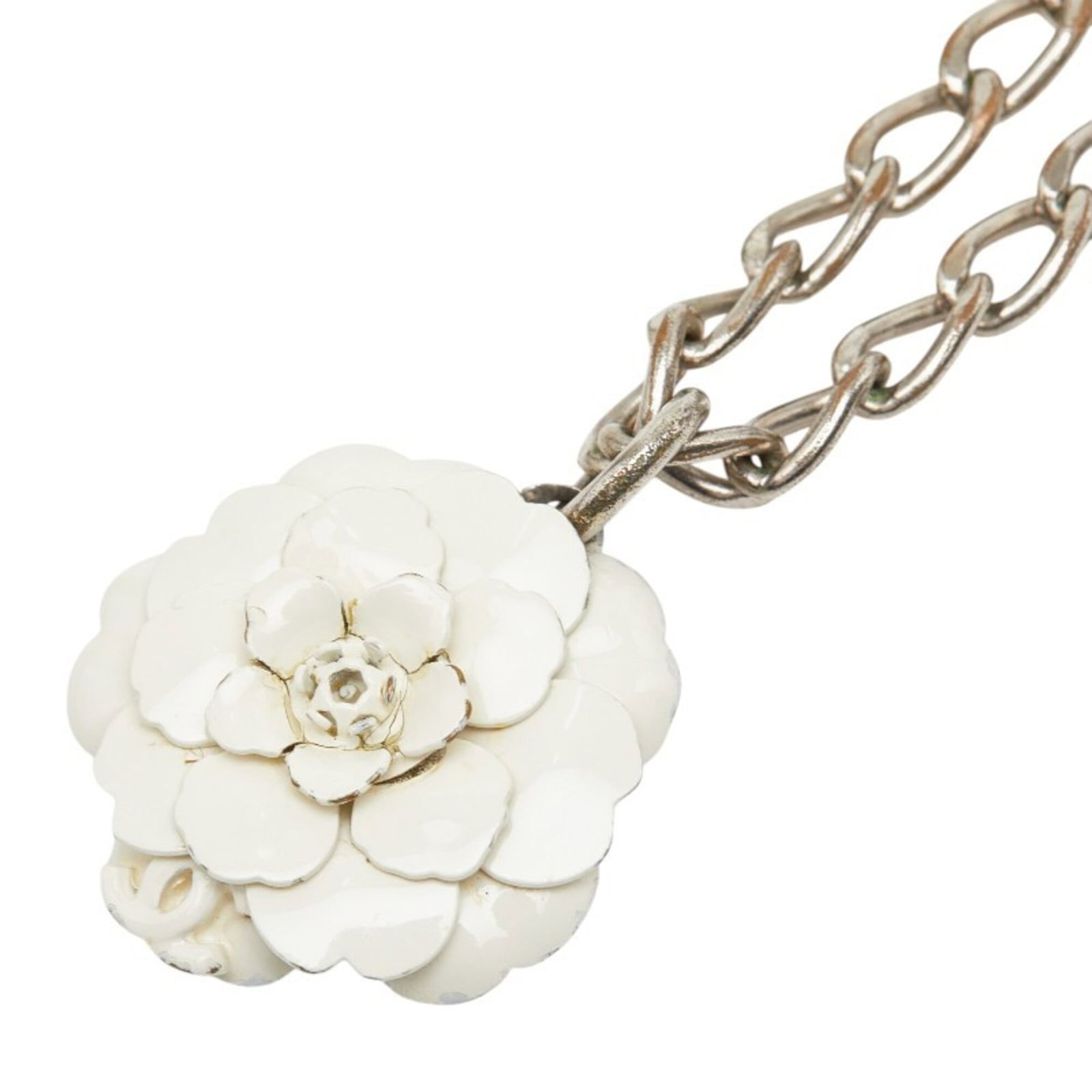 Camellia motif necklace for women's silver metal 04P by Chanel Coco (1 of 7)