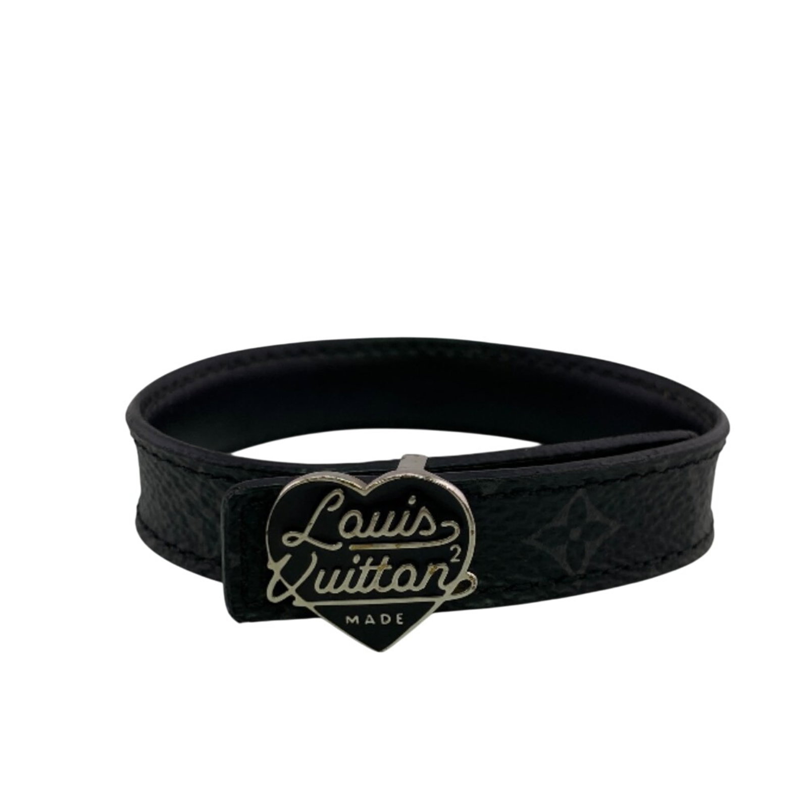 Charm bracelet leather Louis Vuitton: Charm bracelet leather Louis Vuitton Black leather Louis Vuitton charm bracelet with a total length of 24.5cm, featuring the iconic brand's signature style. This classic design showcases the luxurious