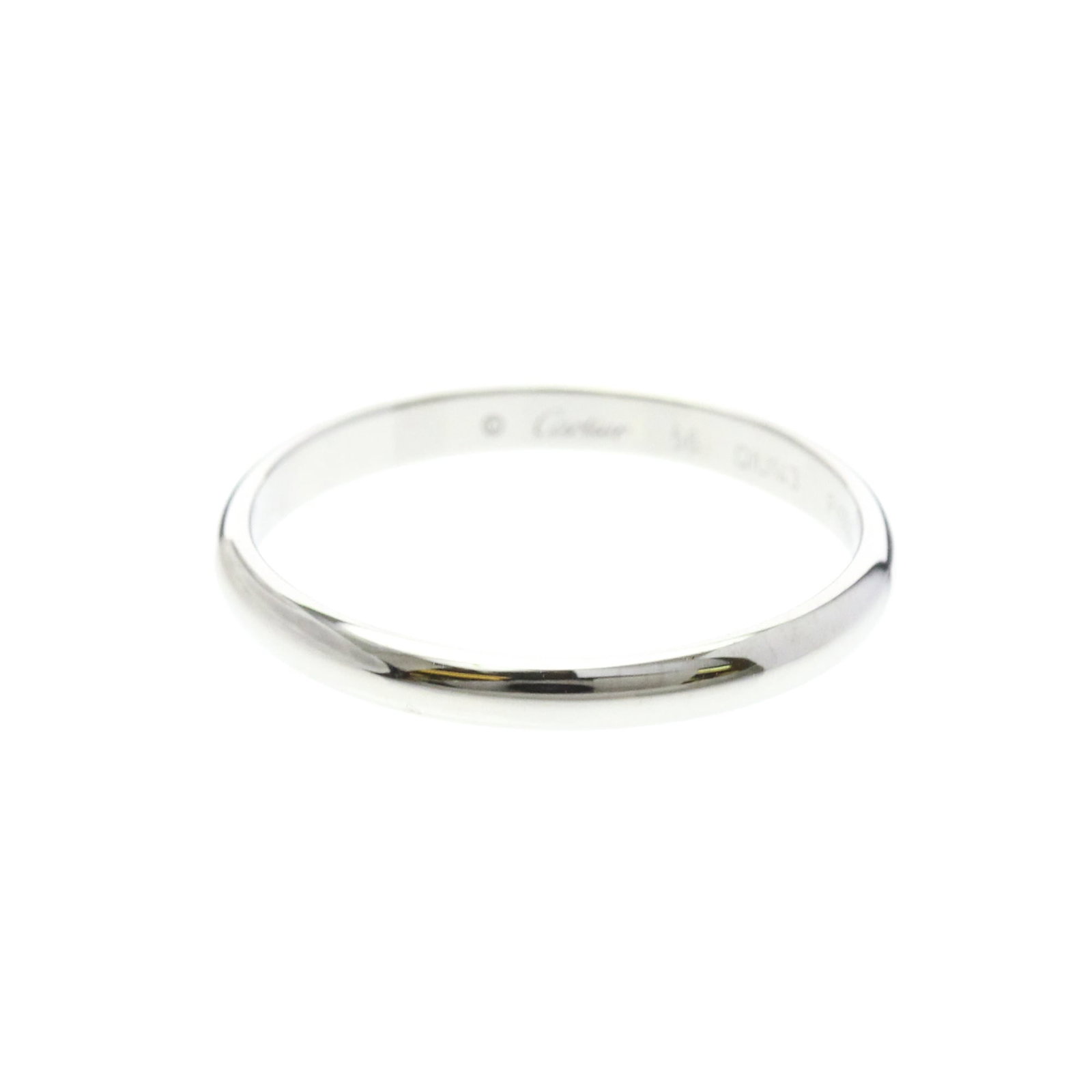 Platinum band ring by Cartier: Platinum band ring by Cartier The Cartier platinum band ring boasts sleek, modern lines and a sophisticated silver finish. Its 2.4mm width and 7 1/2 US size make it a versatile choice for everyday wea