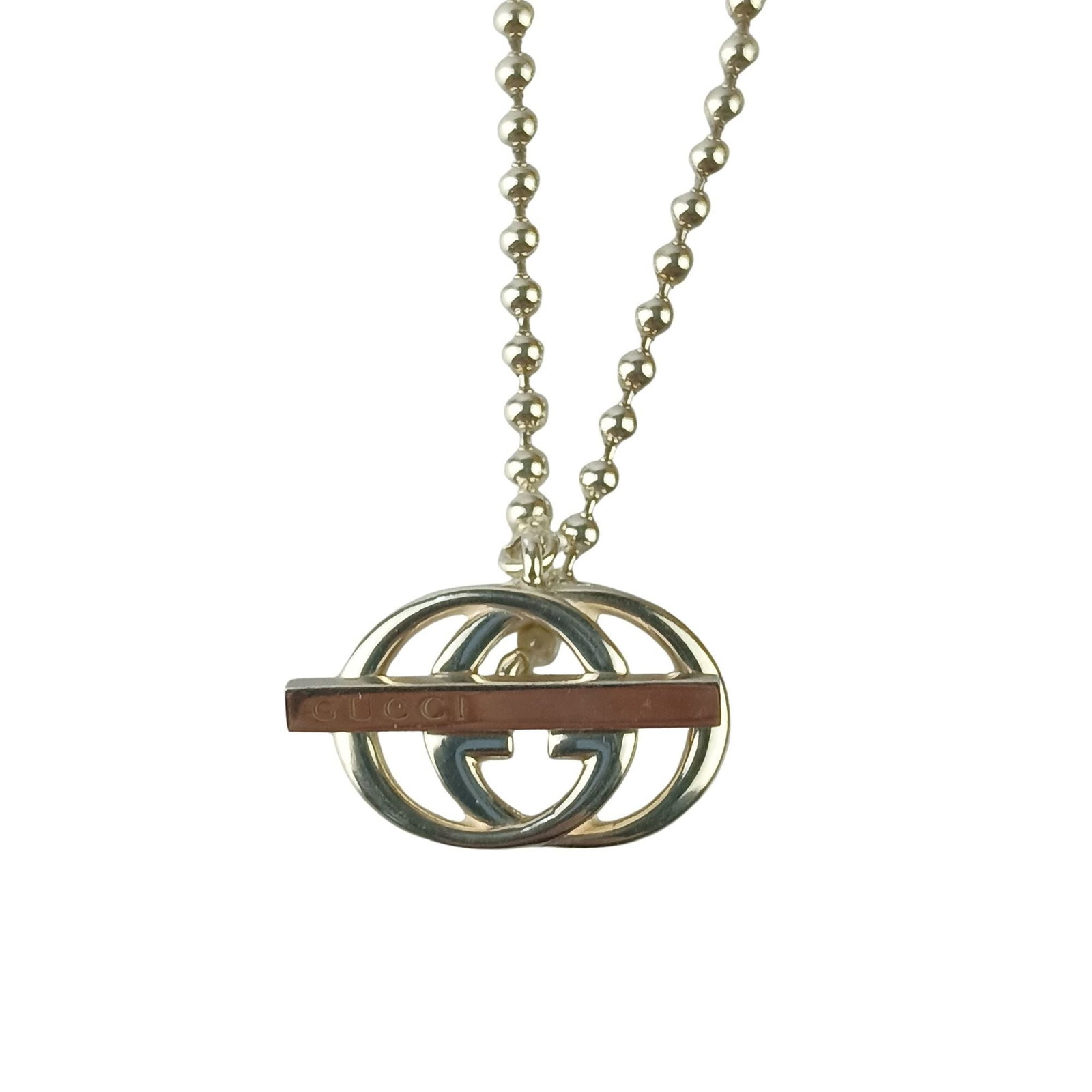 Gucci interlocking ball chain necklace design men's women's choker ag925: Gucci interlocking ball chain necklace design men's women's choker ag925 Silver Gucci interlocking ball chain necklace design, featuring an ag925 pendant with a silver finish, measures 16mm x 24mm and