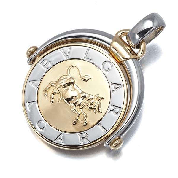 Bvlgari Pendant Stainless Steel 750 Yellow Gold Taurus Horoscope 18K (1 of 4)