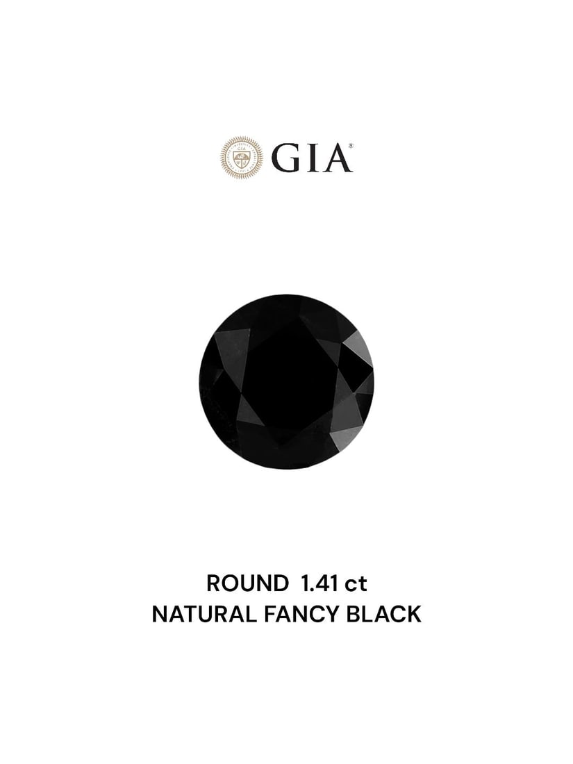GIA Round 1.41ct Fancy Black VVS2 - Loose Natural Diamond: GIA Round 1.41ct Fancy Black VVS2 - Loose Natural Diamond 1.41ct Fancy Black VVS2 - A rare and striking natural diamond, certified by the Gemological Institute of America (GIA) as a Round cut with EX 
