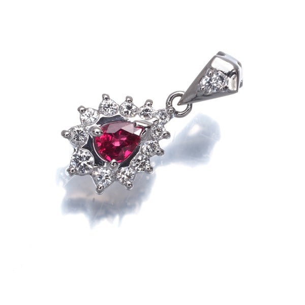 Ruby 0.30Ct Diamond 0.26Ct Pear-Shaped Teardrop Pendant Pt 900 (1 of 4)