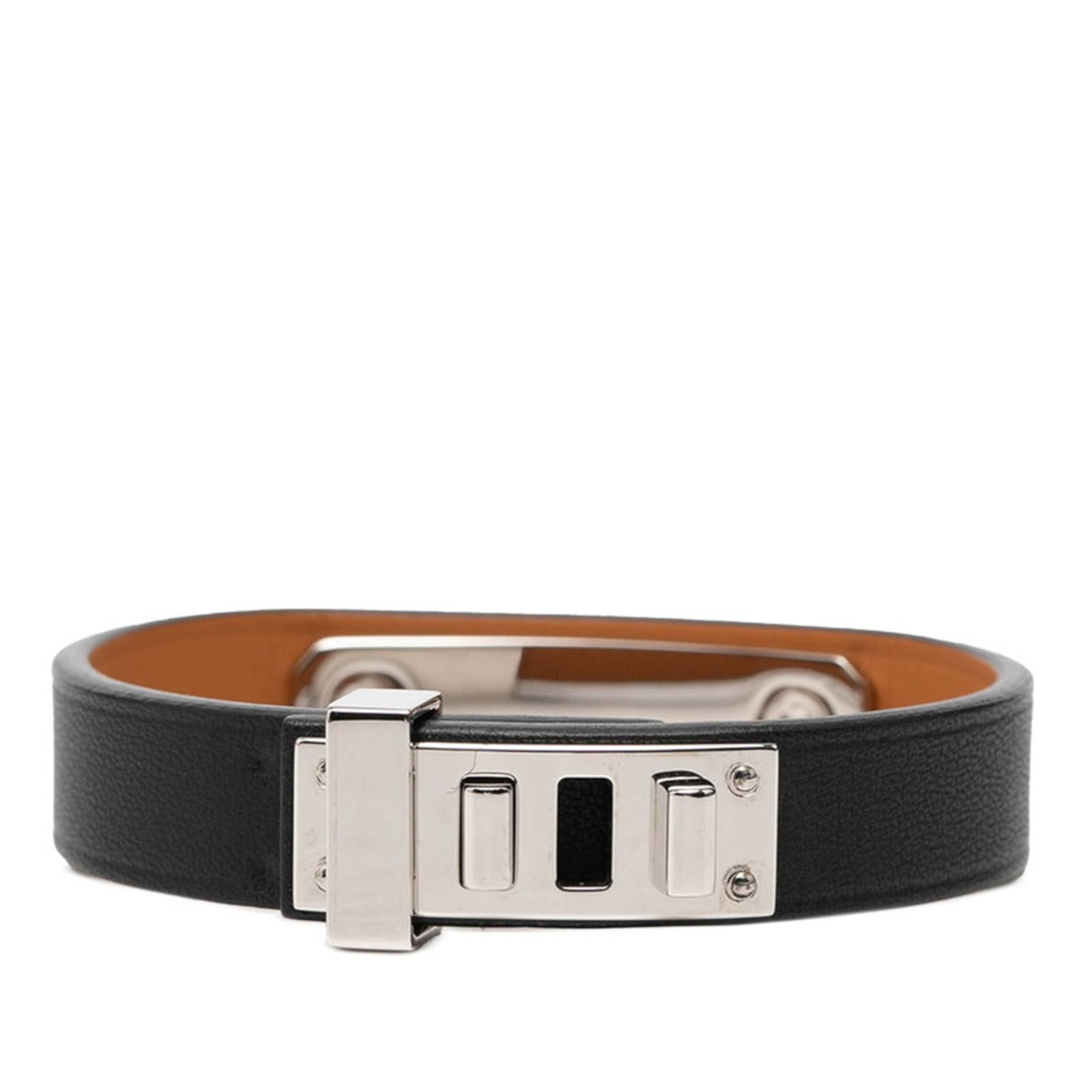 Swift leather charm bracelet: Swift leather charm bracelet Swift leather charm bracelet in black, measuring 14.5cm in length. This sleek and sophisticated design showcases the versatility of swift leather, a material known for its