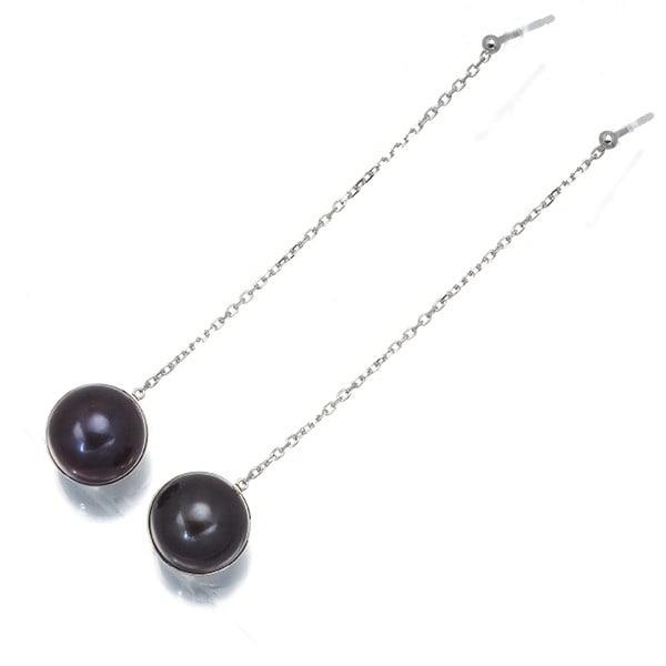 Tasaki Earrings Pearl 10.0Mm Arlequin M/ G 18K 750 White Gold: Tasaki Earrings Pearl 10.0Mm Arlequin M/ G 18K 750 White Gold Tasaki earrings in white gold, featuring an Arlequin design with a large pearl at the center. The 10.0mm pearl is treated with dye
