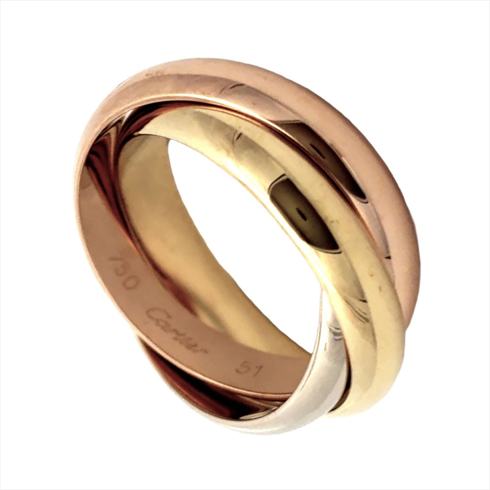 Pink Gold 18K Cartier Band Ring Yellow White: Pink Gold 18K Cartier Band Ring Yellow White Pink gold, White gold, Yellow gold Cartier Band Ring - A stunning 18K band ring featuring the iconic Cartier design. The combination of pink, white, and ye