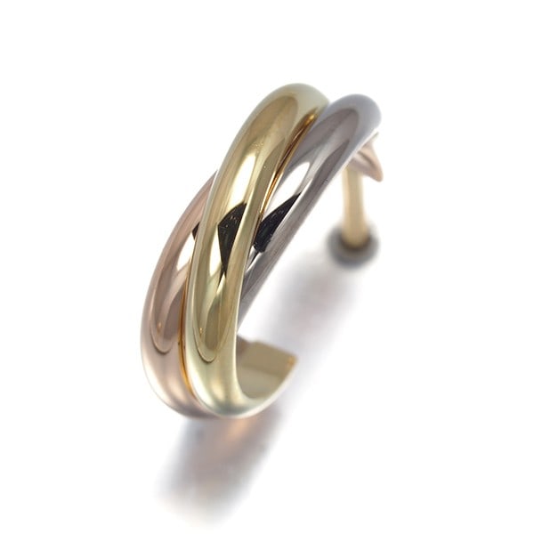 Cartier Single Earring Trinity 3Color Hoop 18K 750 Yellow White Rose Gold (1 of 5)