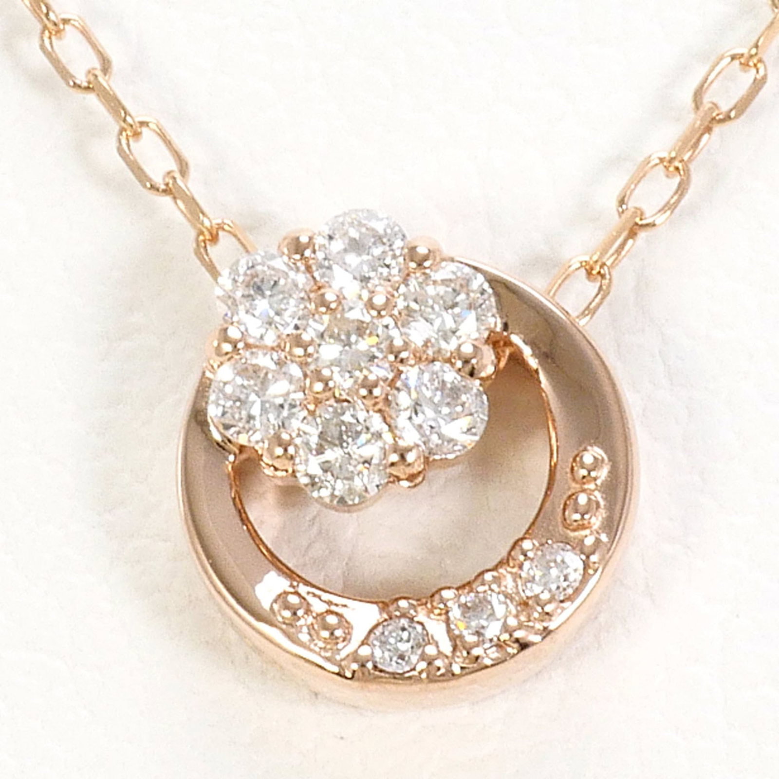 Pink Gold Necklace with 1.0G pink gold, 40cm total weight 0.10ct diamond, like new condition. (1 of 5)
