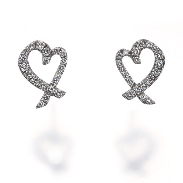 Tiffany&Co. Earrings Diamond Loving Heart 18K Wg (1 of 5)
