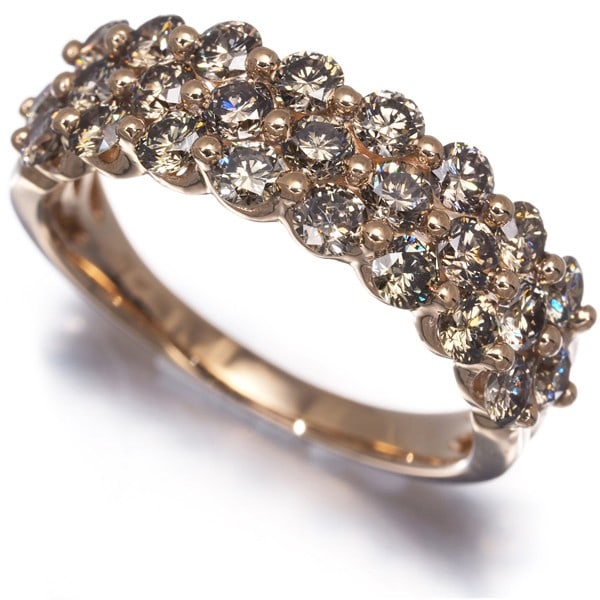 Brown Diamond 1.46Ct Paved Ring 18K 750 Rose Gold: Brown Diamond 1.46Ct Paved Ring 18K 750 Rose Gold Natural Brown Diamond Paved Ring in 18K Rose Gold. This stunning ring showcases a 1.46ct brown diamond pave, set against an 18k rose gold band with a 