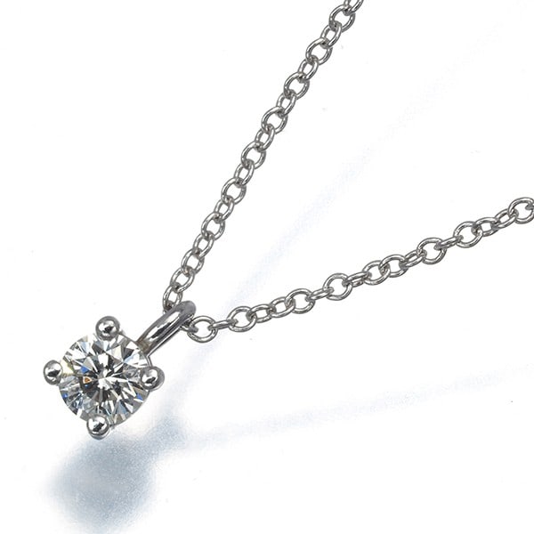 Tiffany&Co. Necklace Diamond 0.17Ct Solitaire 950 Platinum: Tiffany&Co. Necklace Diamond 0.17Ct Solitaire 950 Platinum Tiffany & Co.'s 950 platinum solitaire necklace showcases a stunning 0.17ct diamond, approximately 3.5mm in diameter, suspended from a 43cm