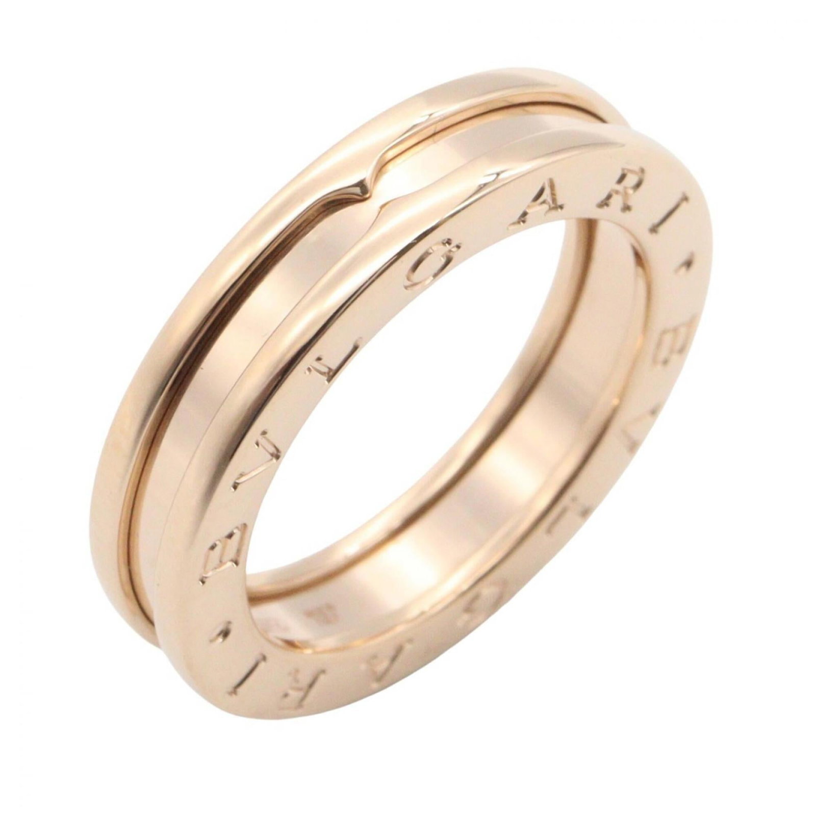 Bvlgari Band Ring Pink Gold (18K): Bvlgari Band Ring Pink Gold (18K) Pink gold (18K) band ring from Bvlgari, available in US size 6. This elegant piece features the iconic Italian luxury brand's signature style with a touch of feminini