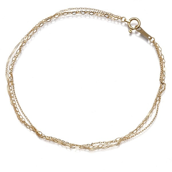 Screw Link Chain 3-Strand 18K 750 Yellow Gold Flat: Screw Link Chain 3-Strand 18K 750 Yellow Gold Flat 18k yellow gold chain bracelet with a sturdy screw link design, crafted from high-quality metal. The 3-strand chain features an inner circumference o