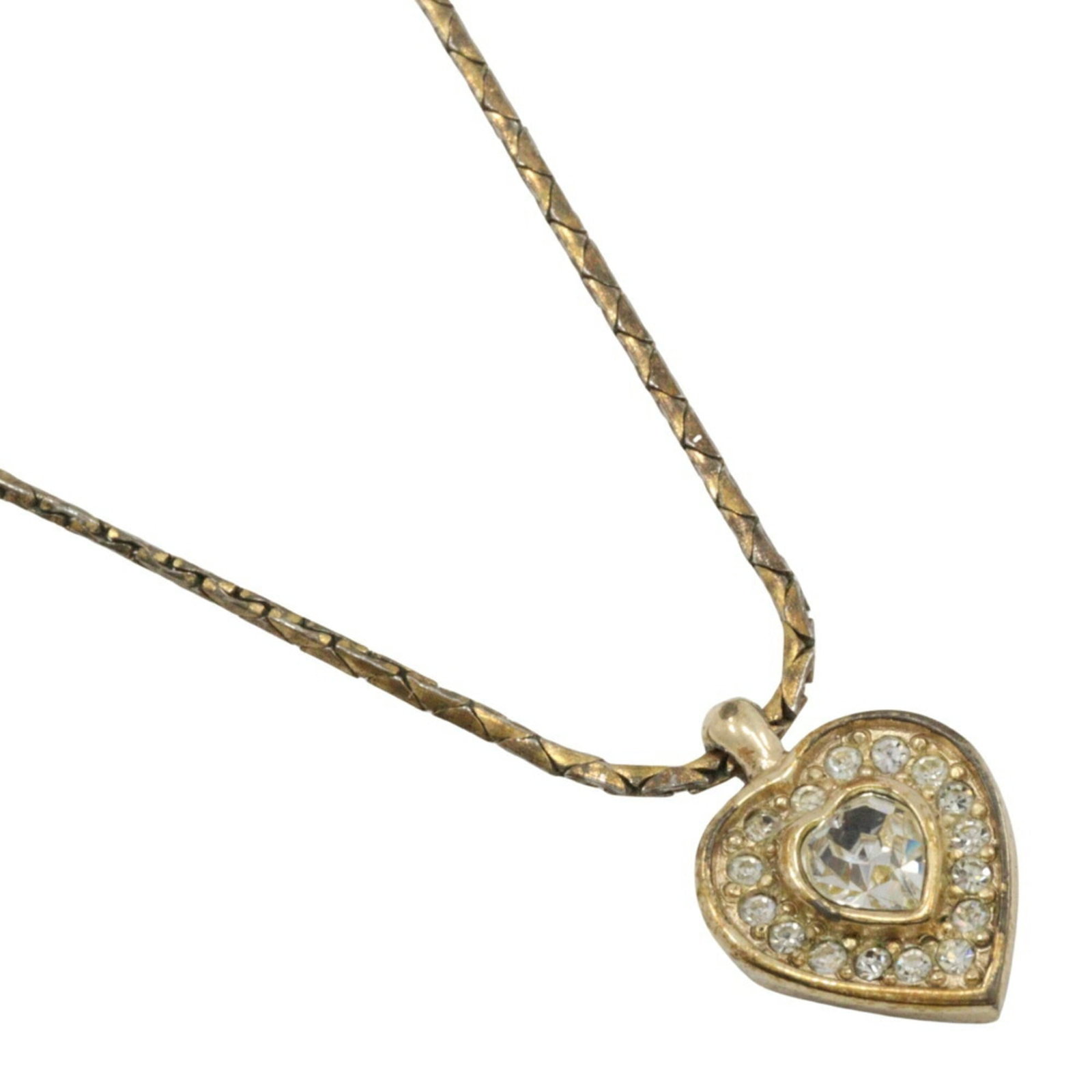 Christian Dior Heart Necklace Gold Plated X Rhinestone Made In Germany Approx. 6.7G Women'S: Christian Dior Heart Necklace Gold Plated X Rhinestone Made In Germany Approx. 6.7G Women'S Gold plated and adorned with X rhinestones, this Christian Dior necklace boasts an eye-catching design. Made