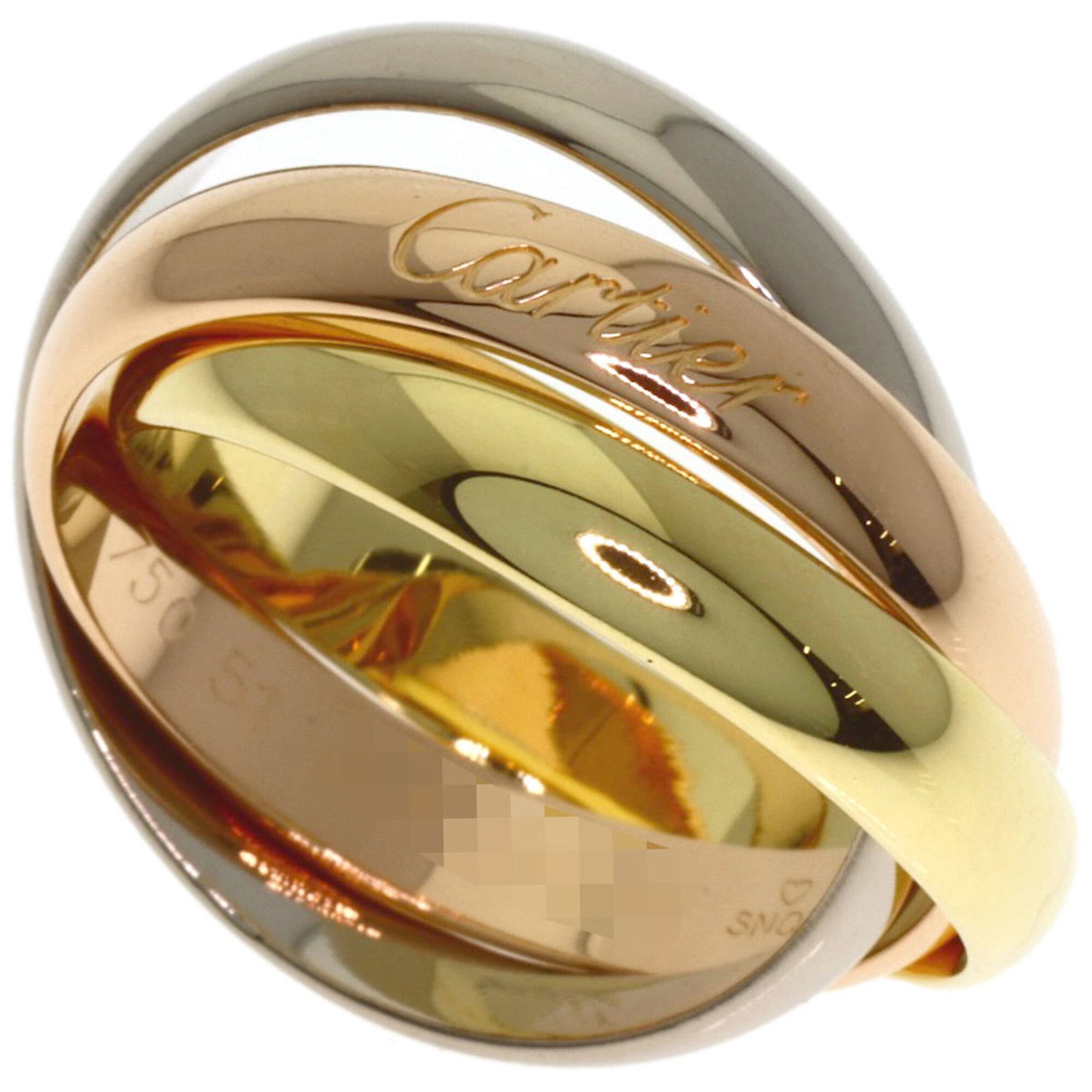 Pink Gold 18K Cartier Band Ring Yellow White: Pink Gold 18K Cartier Band Ring Yellow White Pink Gold 18K Cartier Band Ring Yellow White - A stunning band ring featuring pink gold (18K) and white gold (18K), with a touch of yellow gold. This elega