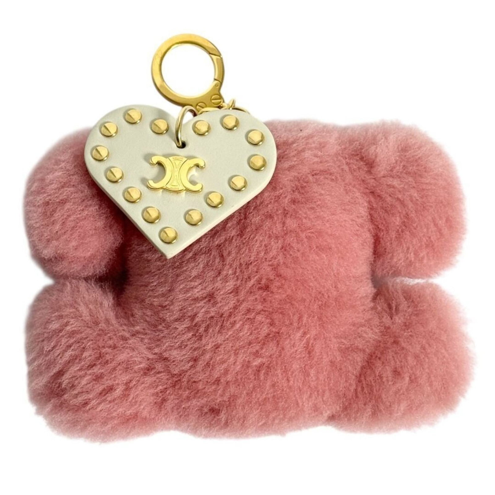 Metal Leather Handbag Charm Celine: Metal Leather Handbag Charm Celine Metal Leather Handbag Charm Celine bears a signature. Made from high-quality leather and metal, this charm showcases a distinctive pink color. A unique accessory for