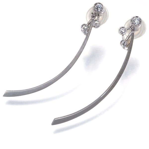 Kodera Tomoko Earrings Diamond 0.36Ct Snowing Night 18K Wg/ 14K Wg (1 of 5)