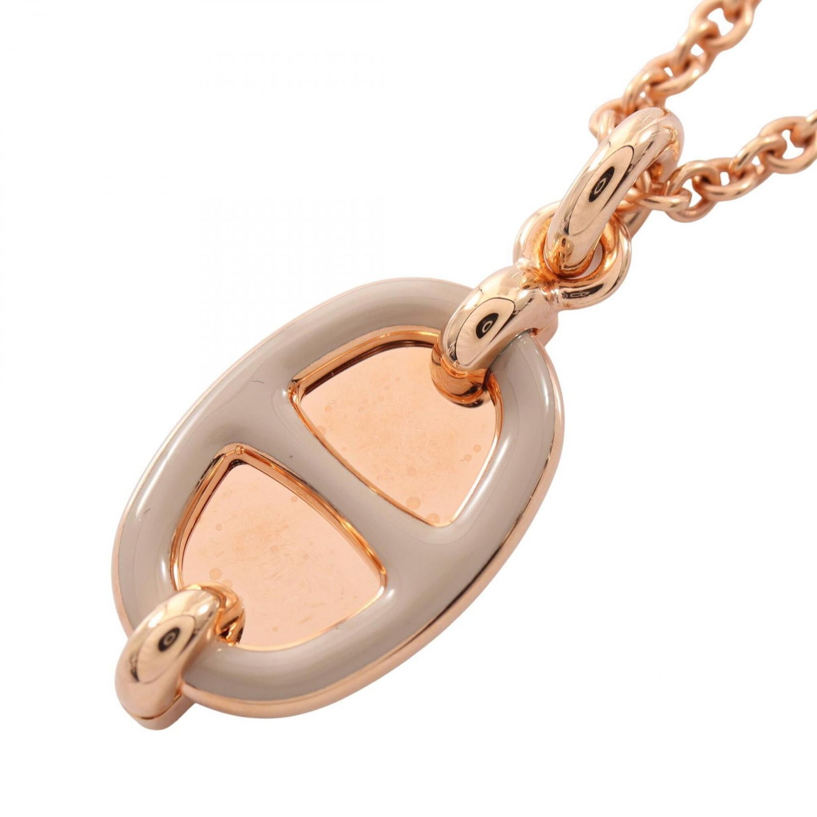 Hermes Mini Maillon Pm Pendant Necklace Jewelry Gp (Gold Plated) Women'S Gold/ Beige H100053Fo55: Hermes Mini Maillon Pm Pendant Necklace Jewelry Gp (Gold Plated) Women'S Gold/ Beige H100053Fo55 Gold plated Mini Maillon Pm Pendant Necklace with Beige and Gold Details, featuring a 22mm x 13mm