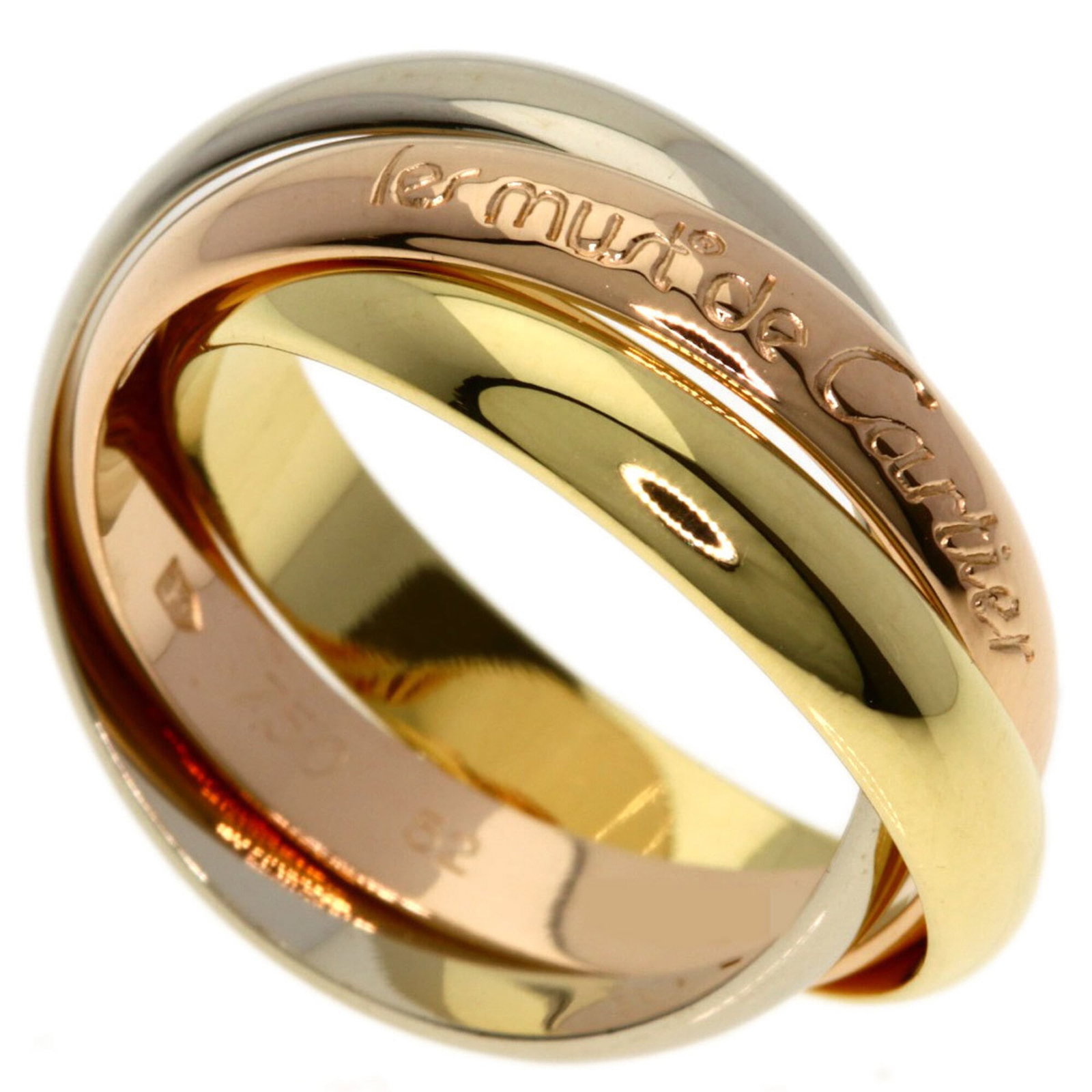 Pink Gold 18K Cartier Band Ring Yellow White: Pink Gold 18K Cartier Band Ring Yellow White Pink Gold 18K Cartier Band Ring Yellow White - A stunning piece featuring pink gold (18K), white gold (18K), and yellow gold (18K) in a sleek band ring des