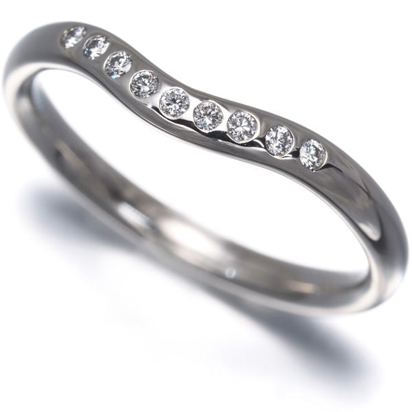 Platinum Ring Diamond Curved Band 9P Us5 950 (1 of 5)