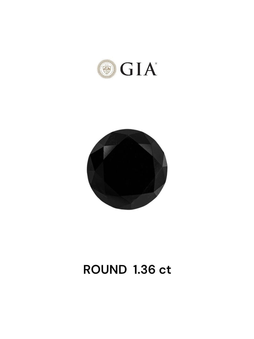 GIA Round 1.36ct Fancy Black VVS2 - Loose Natural Diamond: GIA Round 1.36ct Fancy Black VVS2 - Loose Natural Diamond The GIA Round diamond boasts exceptional clarity and color, with a VVS2 rating and Fancy Black hue. Its EX polish and symmetry make it a stand