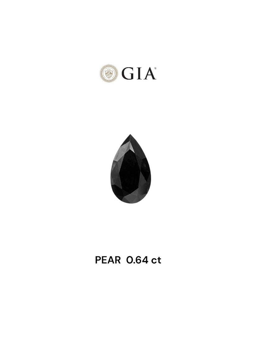 GIA Pear 0.64ct Fancy Black VVS2 - Loose Natural Diamond: GIA Pear 0.64ct Fancy Black VVS2 - Loose Natural Diamond GIA-certified Fancy Black diamond with exceptional clarity and polish, boasting a vibrant black color and symmetrical cut. This loose natural