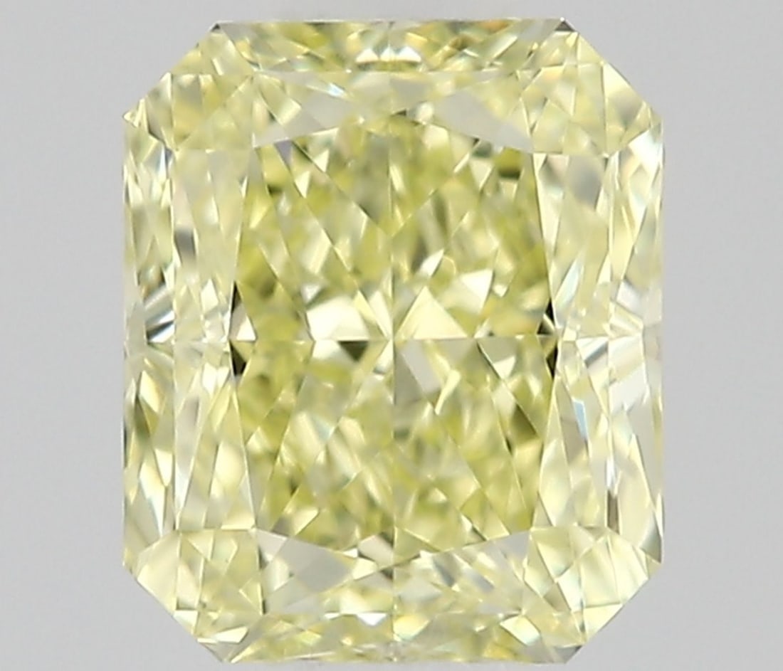 Radiant 0.4ct Fancy Yellow VVS2 - Loose Natural Diamond: Radiant 0.4ct Fancy Yellow VVS2 - Loose Natural Diamond 0.4ct Fancy Yellow VVS2 - Loose Natural Diamond with Exceptional Color and Clarity, Measuring 4.43L X 3.7W X 2.58H, Certified by a High-Grade