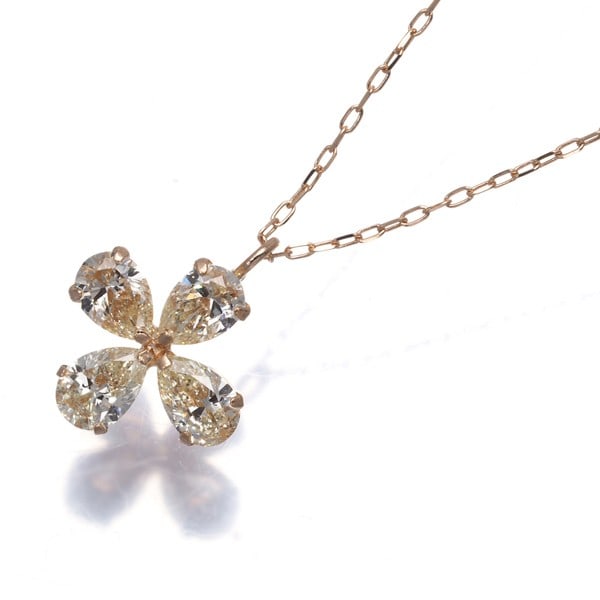 Yellow Diamond 0.63Ct Flower Pear-Shaped Necklace 18K 750 Rose Gold: Yellow Diamond 0.63Ct Flower Pear-Shaped Necklace 18K 750 Rose Gold Yellow Diamond Flower Pear-Shaped Pendant in 18K Rose GoldThis exquisite necklace features a stunning 0.63ct yellow diamond flower p