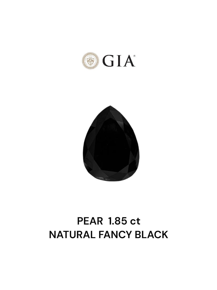 GIA Pear 1.85ct Fancy Black VVS2 - Loose Natural Diamond: GIA Pear 1.85ct Fancy Black VVS2 - Loose Natural Diamond GIA certified Fancy Black diamond with exceptional clarity and polish, boasting an impressive 1.85 carat weight in a rare black color. This nat