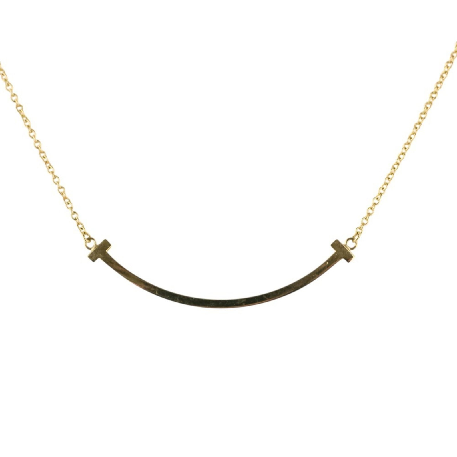 Tiffany & Co. T Smile Small Necklace 750 18K Yellow Gold Women'S (1 of 12)