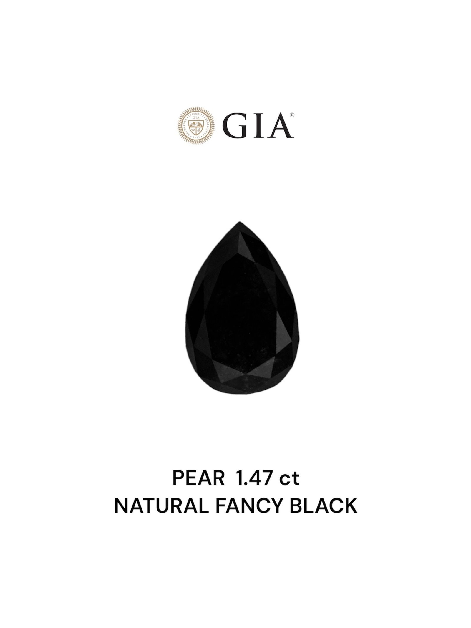 GIA Pear 1.47ct Fancy Black VVS2 - Loose Natural Diamond: GIA Pear 1.47ct Fancy Black VVS2 - Loose Natural Diamond GIA-certified Fancy Black VVS2 diamond, showcasing exceptional clarity and polish. This loose natural diamond boasts a striking color grade and