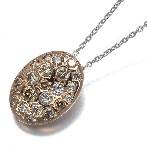 Kashikey Necklace Brown Diamond 1.00Ct Melange 18K 750 White Rose Gold: Kashikey Necklace Brown Diamond 1.00Ct Melange 18K 750 White Rose Gold The Kashikey Necklace boasts an impressive 1.00ct brown diamond, set in 18k white rose gold with multi-tone accents, creating a u