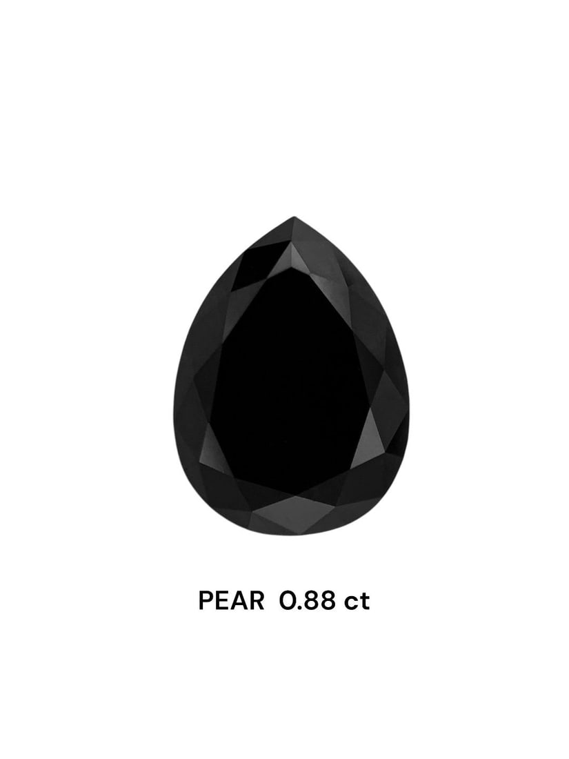 Pear 0.88ct Fancy Black VVS2 - Loose Natural Diamond: Pear 0.88ct Fancy Black VVS2 - Loose Natural Diamond The 0.88ct Fancy Black VVS2 diamond boasts exceptional clarity and polish, with an EX symmetry that showcases its natural beauty. Its Fancy Black c