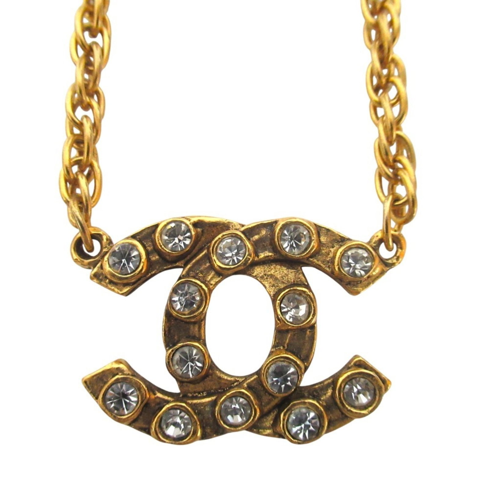 Coco Chanel Mark Gold Necklace Women's Rhinestone Chain: Coco Chanel Mark Gold Necklace Women's Rhinestone Chain Gold plating gives this Coco Chanel necklace its luxurious look, while the rhinestone chain adds a touch of glamour. Measuring 44 cm in circumfe