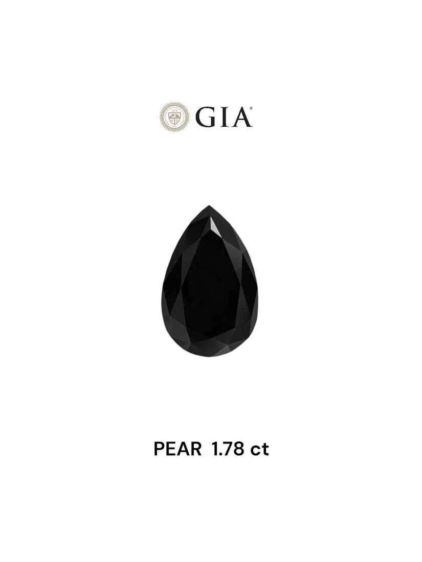 GIA Pear 1.78ct Fancy Black VVS2 - Loose Natural Diamond: GIA Pear 1.78ct Fancy Black VVS2 - Loose Natural Diamond GIA certified Fancy Black diamond with exceptional clarity and polish. This 1.78ct loose natural stone boasts a VVS2 clarity grade, EX symmetry