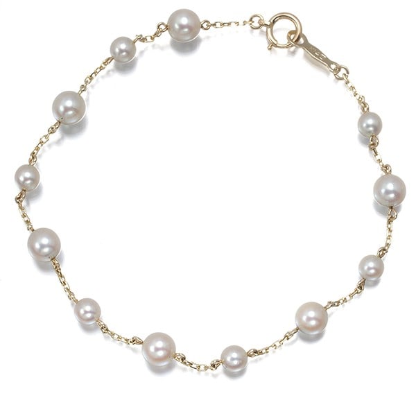 Mikimoto Bracelet Baby Akoya Pearl 3.7-4.7Mm Station 14K 585 Yellow Gold (1 of 4)