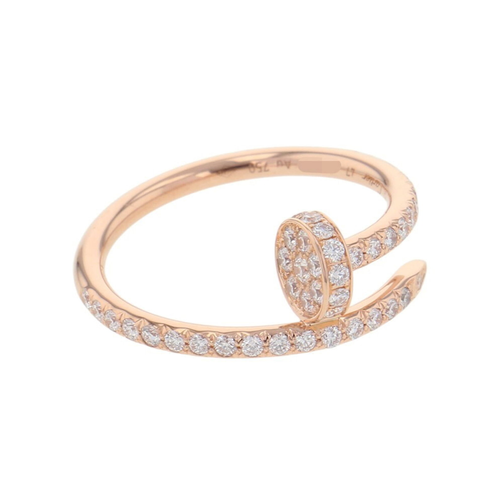 Cartier Juste Un Clou Sm Small Model Ring With 53 Diamonds (0.40Ct Total) 18K Pink Gold Size 47: Cartier Juste Un Clou Sm Small Model Ring With 53 Diamonds (0.40Ct Total) 18K Pink Gold Size 47 Cartier's Juste Un Clou Sm Small Model Ring boasts an impressive 53 diamonds totaling 0.40 carats in its