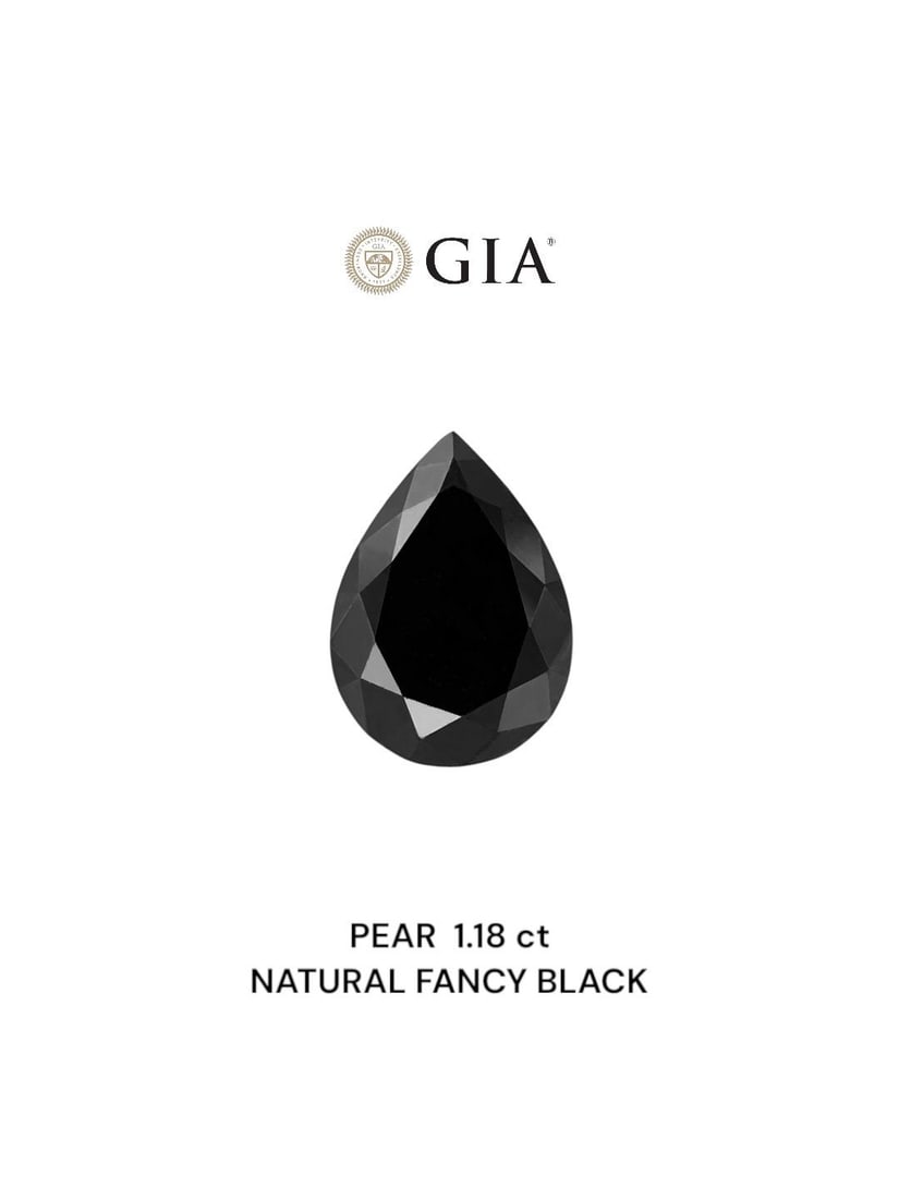 GIA Pear 1.18ct Fancy Black VVS2 - Loose Natural Diamond: GIA Pear 1.18ct Fancy Black VVS2 - Loose Natural Diamond GIA-certified, loose natural diamond with exceptional clarity and polish. This Fancy Black pear-shaped gem boasts an impressive 1.18 carat