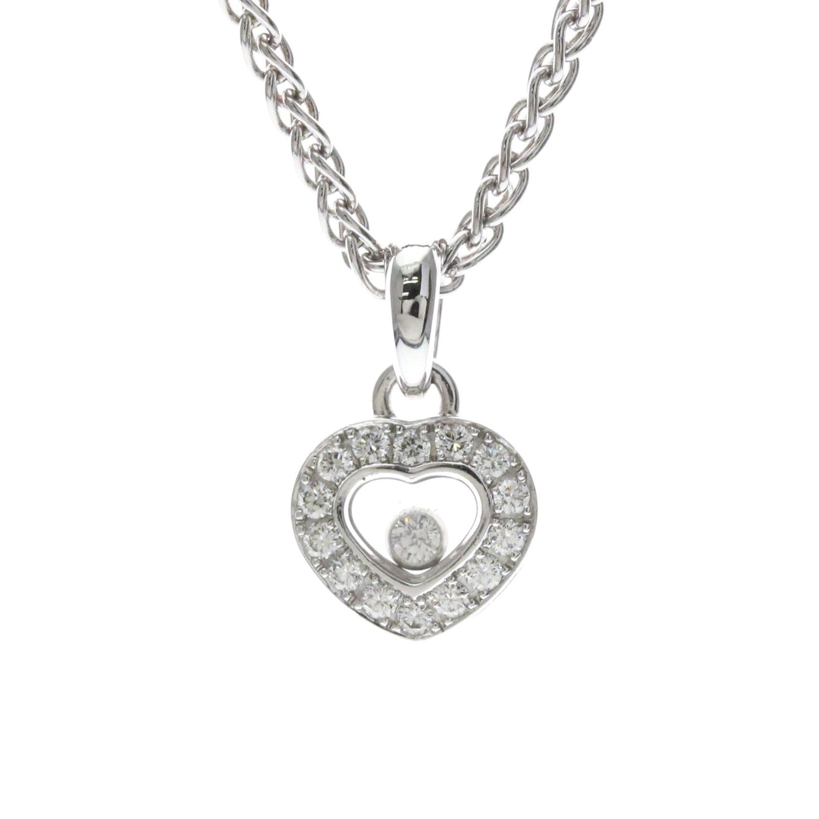 Chopard Happy Diamonds Necklace 791084 White Gold (18K) Diamond Womenmen Fashion Pendant Necklace (1 of 14)
