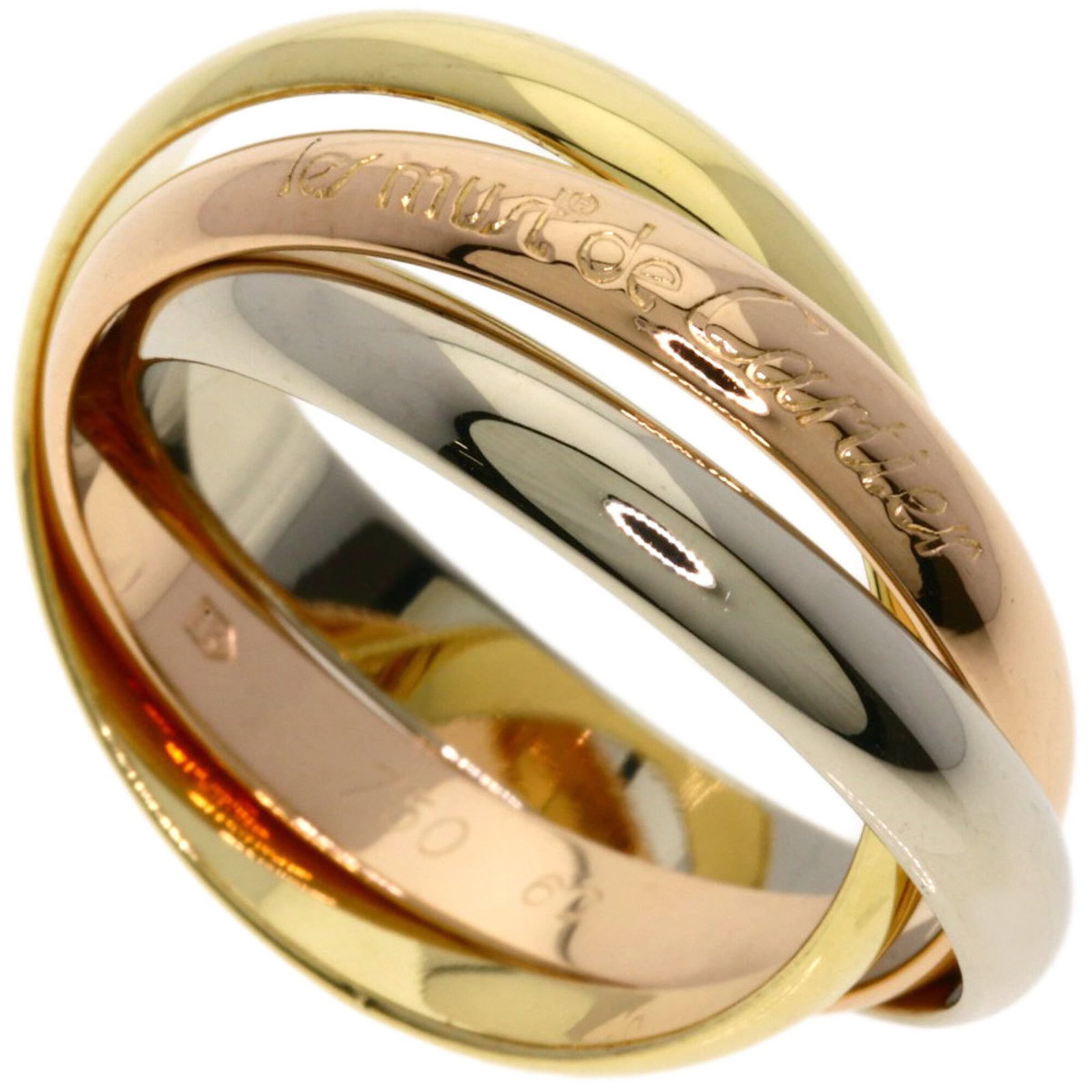 Pink Gold 18K Cartier Band Ring Yellow White: Pink Gold 18K Cartier Band Ring Yellow White Pink gold (18K), white gold (18K), and yellow gold (18K) come together in this elegant Cartier band ring, set to a US size 10 with a width of 3.3mm / 0.13'