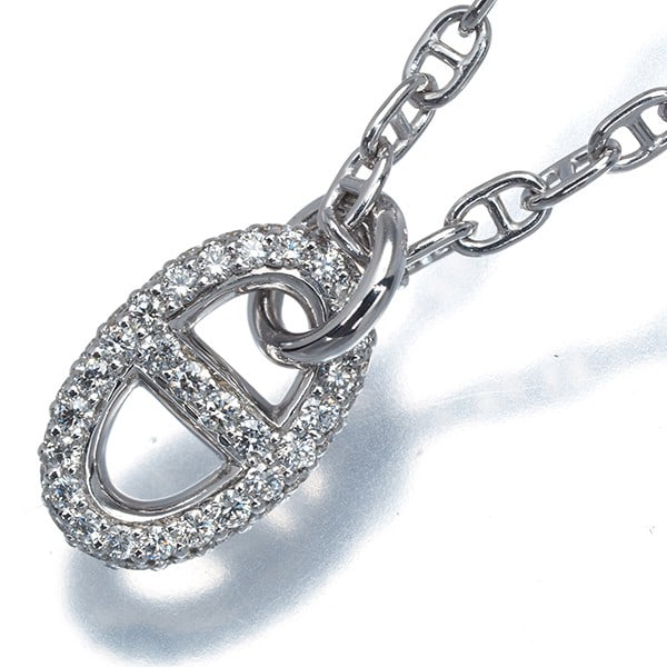 Herms Necklace Diamond Chaine D'Ancre Farandole Pm Sh Engraved 18K Wg: Herms Necklace Diamond Chaine D'Ancre Farandole Pm Sh Engraved 18K Wg 18k yellow gold, the HERMES Chaine d'Ancre Farandole necklace features a natural diamond pendant, carefully crafted in 750 white g