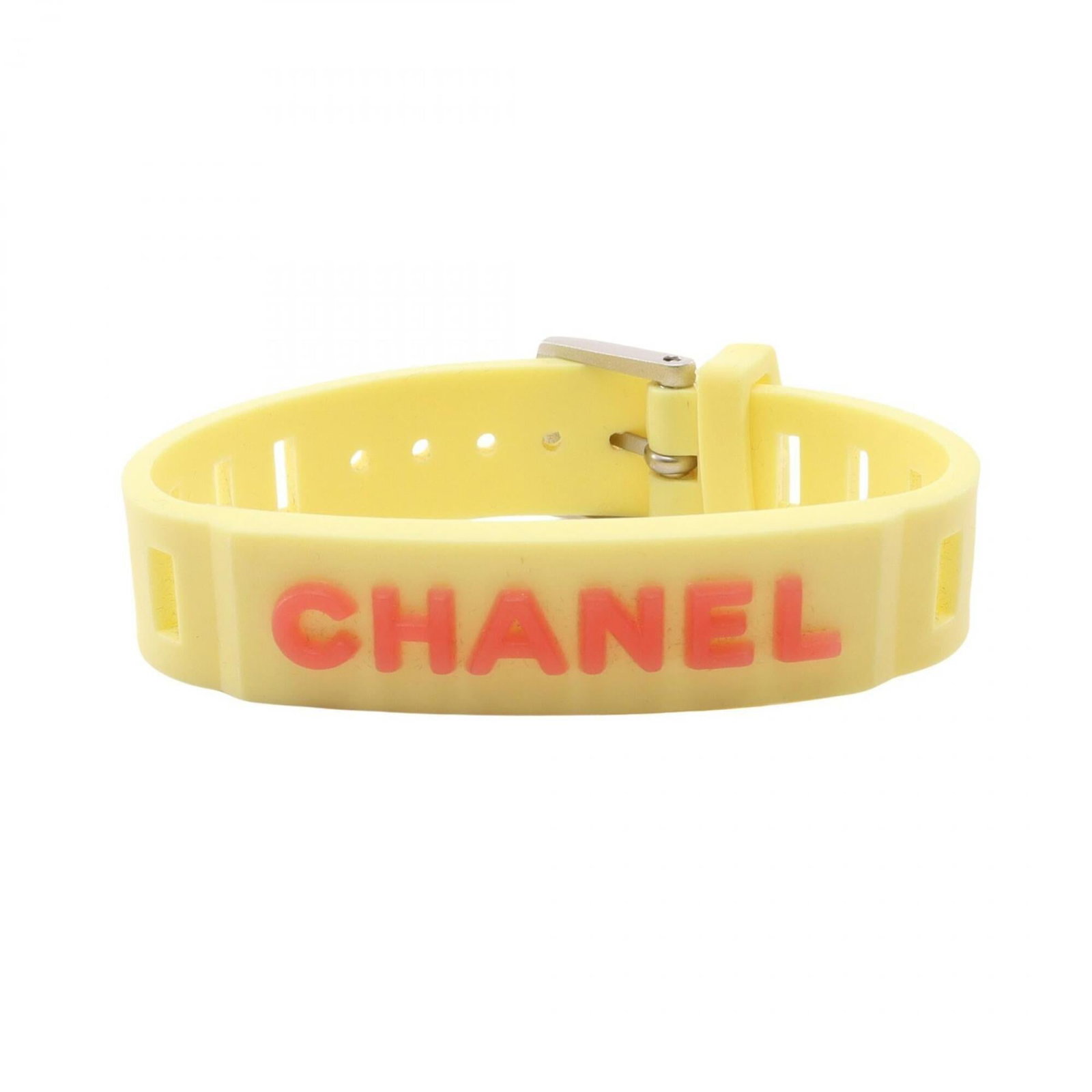 Charm Rubber Bracelet: Charm Rubber Bracelet The Charm Rubber Bracelet boasts vibrant orange and yellow hues, making it a bright and cheerful accessory. Measuring 17.5cm in length, this rubber charm bracelet offers a playfu