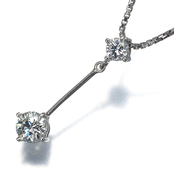 Diamond 0.513Ct/ 0.19Ct 2P Y-Drop Necklace 900 850 Platinum: Diamond 0.513Ct/ 0.19Ct 2P Y-Drop Necklace 900 850 Platinum 900/850 Platinum Y-drop Necklace with Natural Diamond Pendant. This elegant necklace features a stunning 0.513ct diamond centre stone,