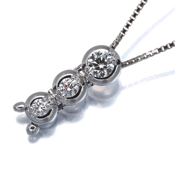 Diamond necklace trilogy gold 0.37ct white 18k 750 (1 of 6)