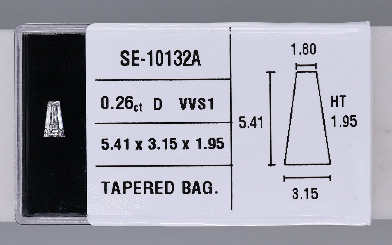Tapered Baguette 0.26ct D VVS1 - Loose Natural Diamond: Tapered Baguette 0.26ct D VVS1 - Loose Natural Diamond 0.26ct D VVS1 - Loose Natural Diamond, showcasing exceptional clarity and color, with an EX polish and symmetry that highlights its natural beaut