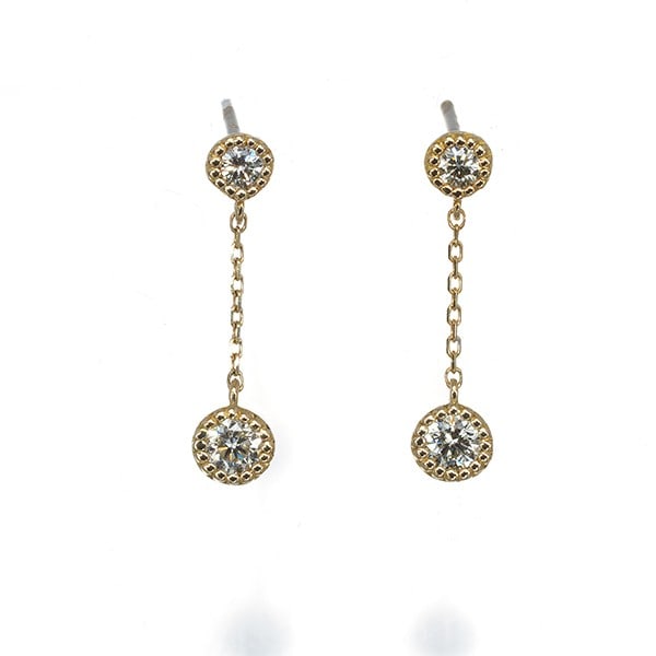 Sirena Azzurro Earrings Diamond 0.14Ct/ 0.14Ct Milgrain 18K Yg (1 of 5)